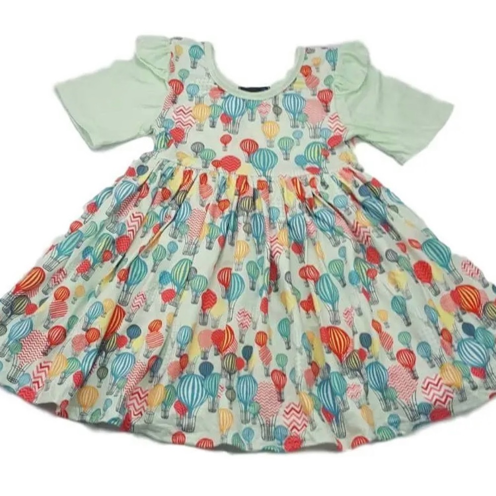 NEW Boutique Harmony Bee sz 10-12 Hot Air Balloon Flutter Dress Mint Green 5XL